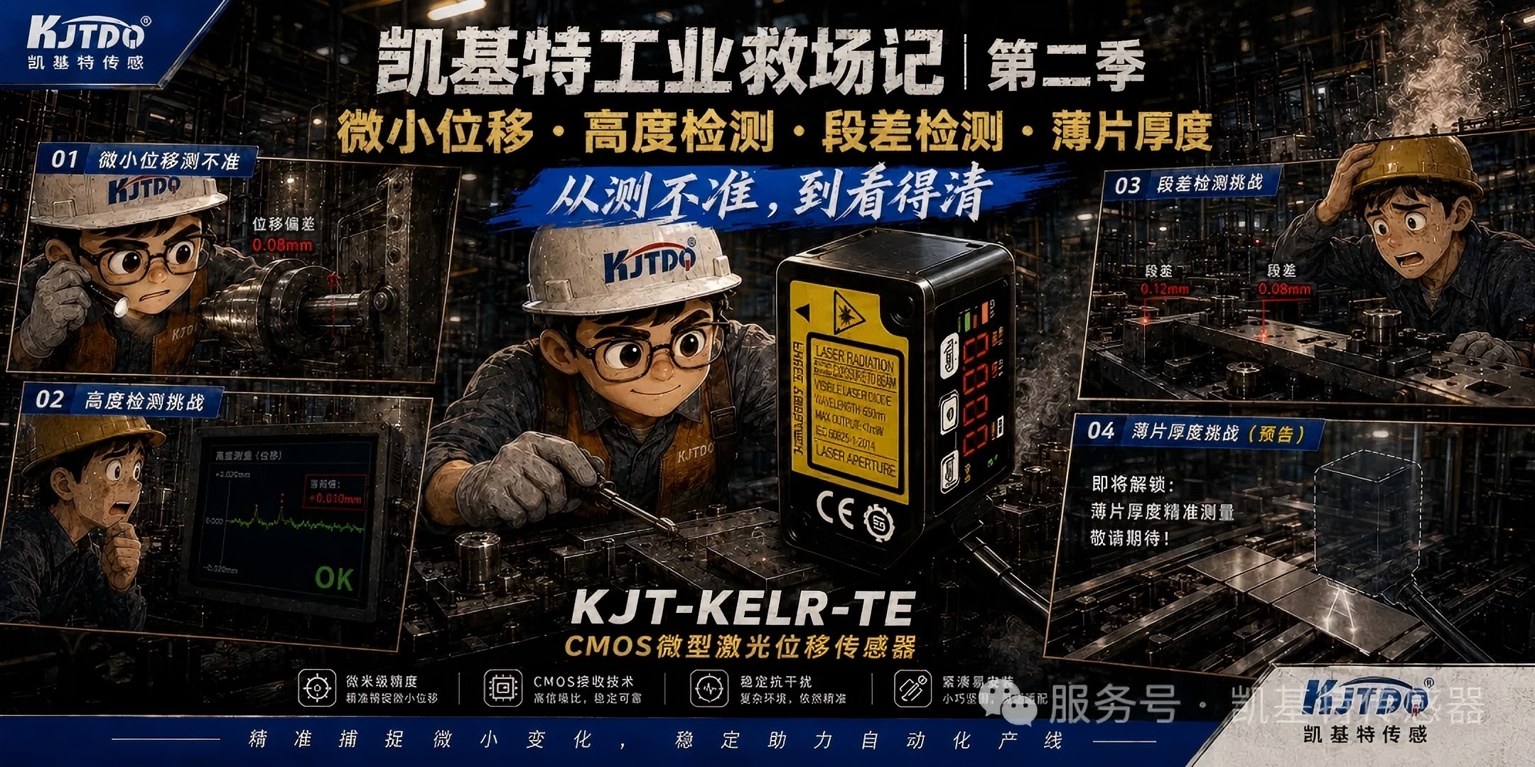 凯基特工业救场记｜CMOS微型激光位移传感器：微小位移、高度差、段差，一个个看准！